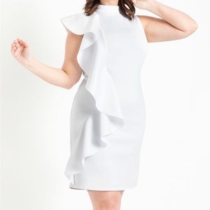 Eloquii Ruffle Detail Mock Neck Dress. White. NWT. 28w